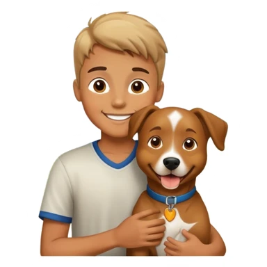 happy boy outdoors with dog sticker