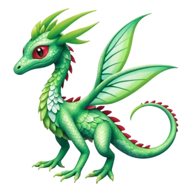 Sparkly White And Green Natural Flowery Colorful Grovyle-Flygon-Celebi-Fakémon-hybrid-creature (full body)  sticker