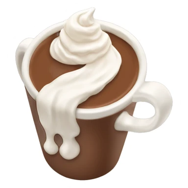 beige mug of hot chocolate with whipped cream and cinnamon sticker