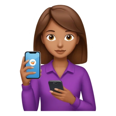 scrolling in phone or laptop brown hair women sticker