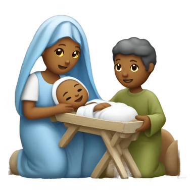 Nativity scene, baby on a manger, Mary and Joseph sticker
