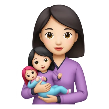 asian woman holding  doll sticker