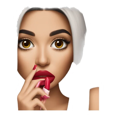 Kylie Jenner holding her lipstick lips sticker