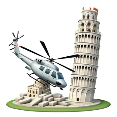 helicopter hits leaning tower of pisa sticker