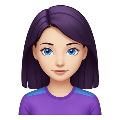 Smirking dark hair woman with blue eyes, wearing purple shirt 

 sticker