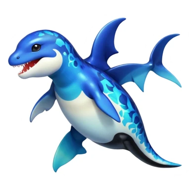 white blacks colorful gradient orca-colored orca-patterned shiny glossy Fakémon-Digimon-reptile-charizard-feraligatr-lizard-creature-hybrid (full body) sticker