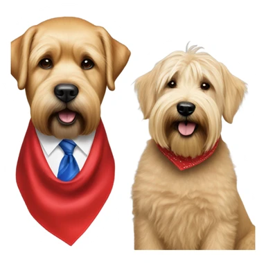 Donald trump and wheaten terrier wearing a red bandana sticker