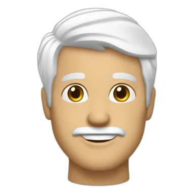 Create an emoji of a man smiling, business dressed, with white hair and with a short but neat white beard, but with no glasses sticker