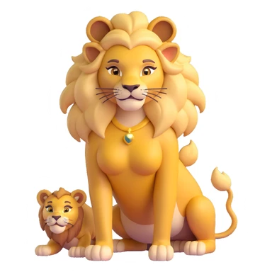 golden haired anthropomorphic lion girl, human face and body, lioness ears sticker