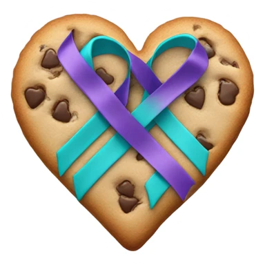 Cookie heart with teal purple awareness ribbon sticker