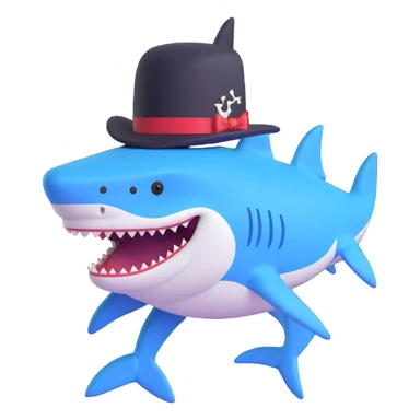 shark wearing a top hat sticker