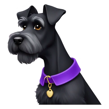 Black Miniature schnauzer with purple collar sticker