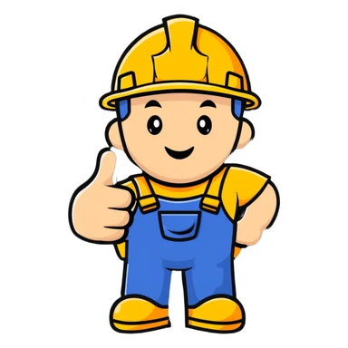 happy construction worker giving thumbs up sticker