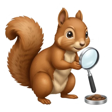 un écureuil curieux inspectant le sol avec une loupe sticker