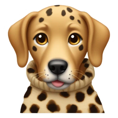 Dog wearing a cheetah sweater sticker