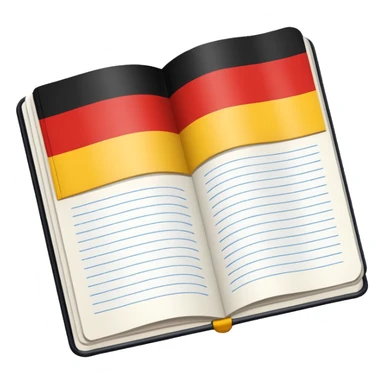 open notebook with German flag on the page sticker