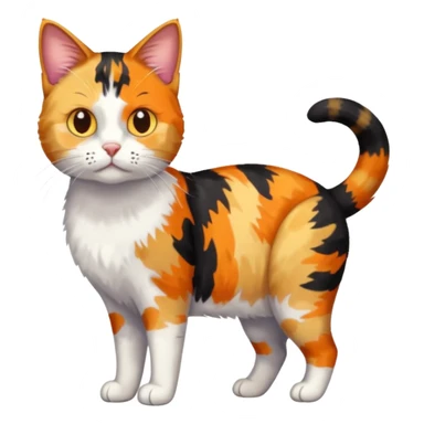 full body anxious looking colourful patchy calico tabby cat sticker