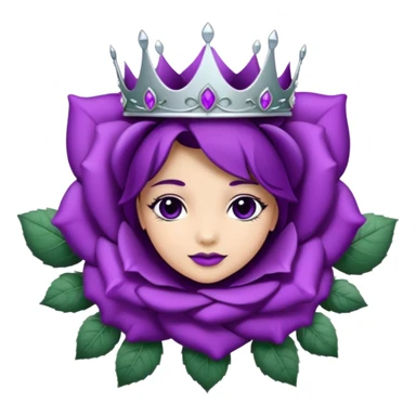 Purple rose with silver tiara and a purple emblem leaf wreath sticker