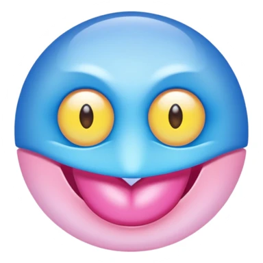 A translucent blue half-sphere with pink lips and two yellow eyes and 8 toes around the bottom sticker