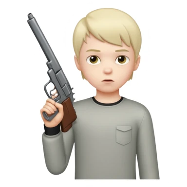 boy with an Edgar haircut holding a gun, different pose sticker
