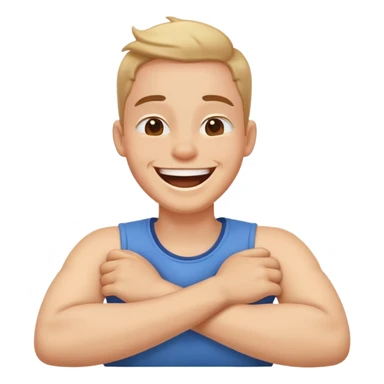 arms crossed holding neck laughing person sticker