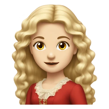Blond and long hair on edwardian girl using a red dress sticker