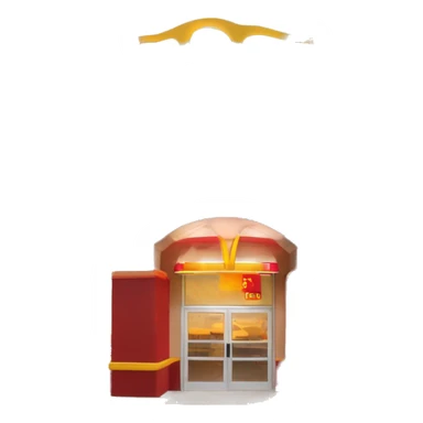 “McDonald’s store with the iconic golden arches, a red and yellow color scheme, and a simple, recognizable design that captures the essence of a fast food restaurant.” sticker