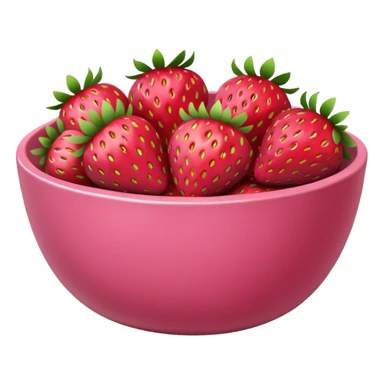 pink bowl packed with strawberries, natural, not too bright colors sticker