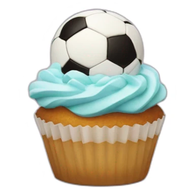 Happy cupcake with a soccer ball as icing  sticker