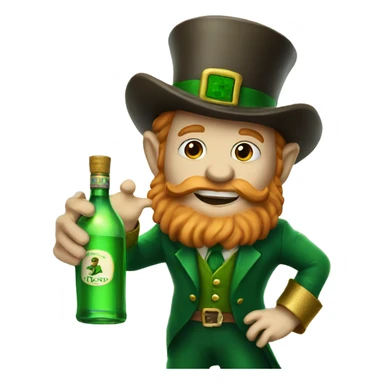 Leprechaun holding bottle of tequila  sticker