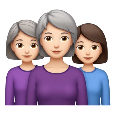 A mum with short Gray hair and her two adult daughters with brown hair sticker