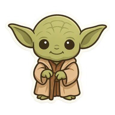 Master Yoda, chibi cute version, big ears sticker