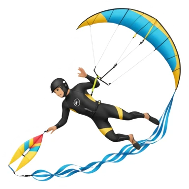 Kiterman en el aire ,caucasico con traje neopreno y casco negro, haciendo un down loop con el kite 13 metros sticker