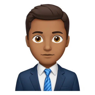 un homme brun joli avec des jolies traits avec une chemise blanche et une veste a manche longues et cravate bleu il a les yeux marron sticker