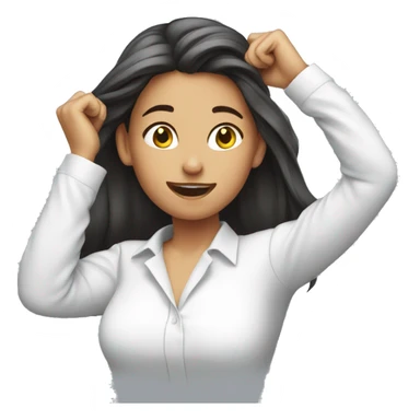 girl in white shirt pulling her hair out sticker