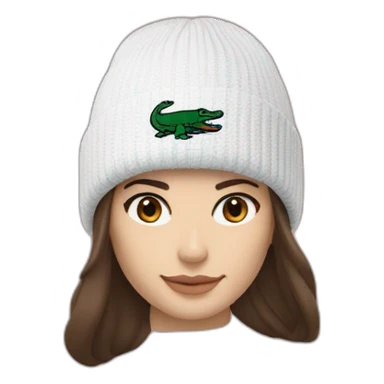 Brunette lacoste beanie with lacoste sticker