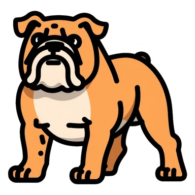 full body bulldog standing, muscular stocky build, short legs sticker