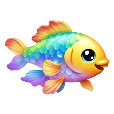 Kawaii rainbow pastel bedazzled koi fish in an under the sea snow globe  sticker