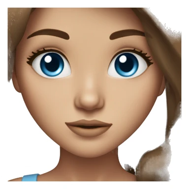 Beautiful girl with long brown hair blue eyes and long eyelashes sticker