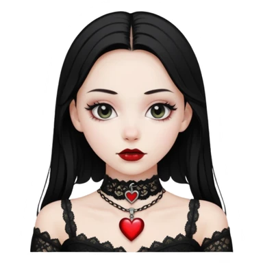 realistic gothic heart with a black lace choker sticker