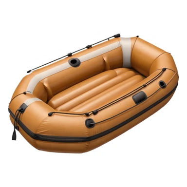 brown round inflatable boat with several seats around the perimeter sticker