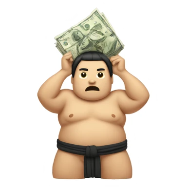 Sumo wrestler holding a bundle of money above his head sticker