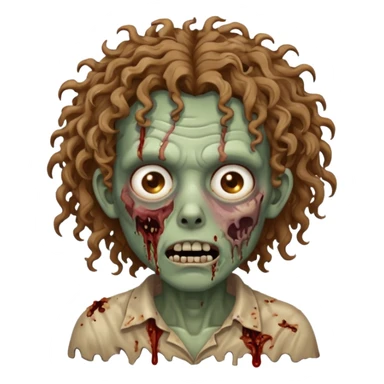 um zombie com cabelo cacheado meio castanho bagunçado  sticker