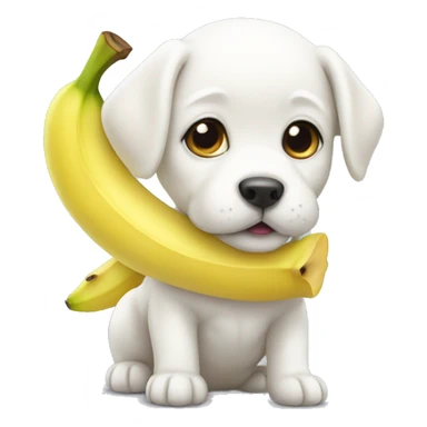 A white puppy wearing banana clothes. sticker