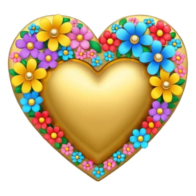 a golden heart studded with flowers sticker