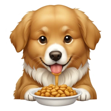 Un perro comiendo sticker