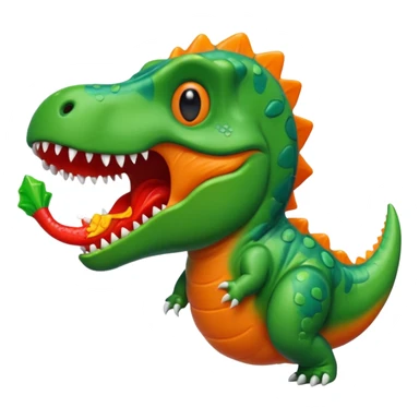 Dinosaur eating a Swedish fish sticker