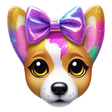 Lisa frank glitter corgi with bows on head sticker