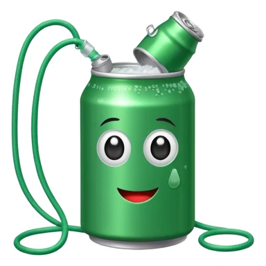 Green Soda can on leash of Salt Jug sticker