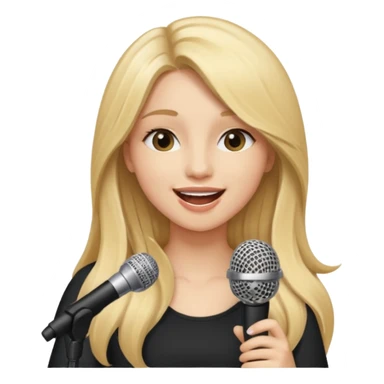 Singer Young woman – long blonde hair, around 20s,  singing into mic sticker